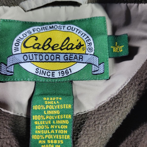 Cabelas Outdoor Gear Fleece Lined Jacket Mens Large Tan Zip Up Warm Lined - Picture 7 of 11